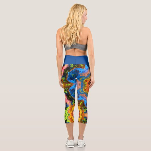 Psychedelisch Hippie Orange Blue und Green Legging (Rückseite)