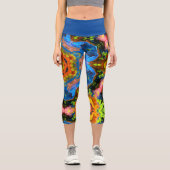 Psychedelisch Hippie Orange Blue und Green Legging (Vorderseite)