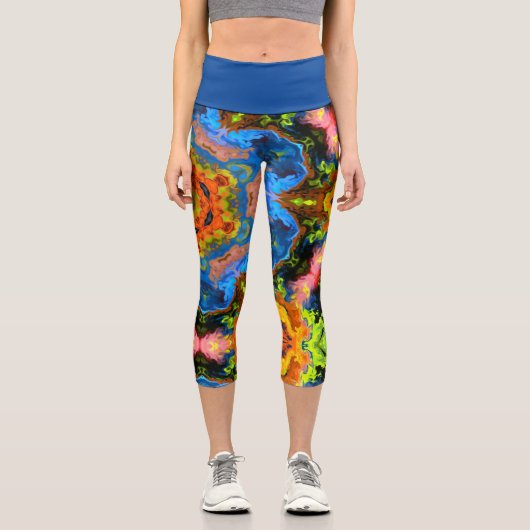 Psychedelisch Hippie Orange Blue und Green Legging (Vorderseite)