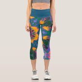 Psychedelisch Hippie Orange Blue und Green Legging (Vorderseite)