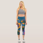 Psychedelisch Hippie Orange Blue und Green Legging (Vorderseite)