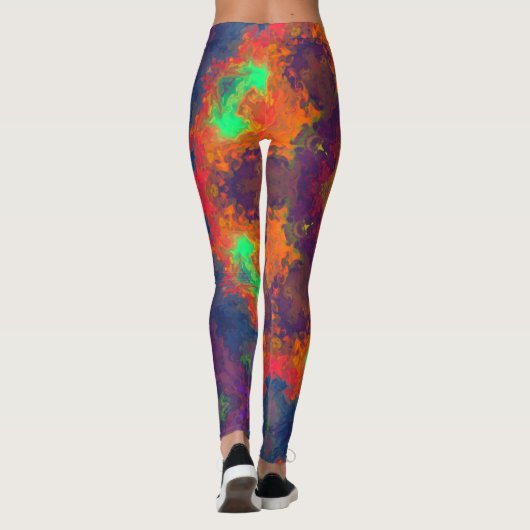 Psychedelisch Hippie Orange, Green und Blue. Leggings (Rückseite)