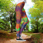 Psychedelisch Hippie Orange, Green und Blue. Leggings