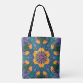 Psychedelisch Hippie Orange und Lila Tasche (Rückseite)