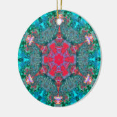 Psychedelisch Hippie Pink Aquamarin und blau Keramik Ornament (Links)