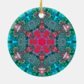 Psychedelisch Hippie Pink Aquamarin und blau Keramik Ornament (Hinten)