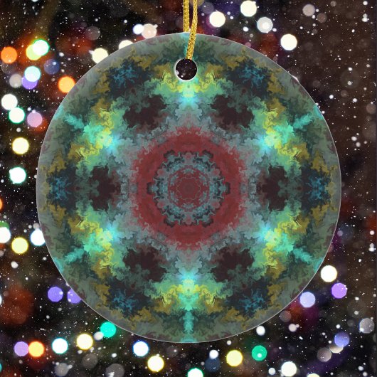 Psychedelisch Hippie Red Blue und Gelb Keramik Ornament