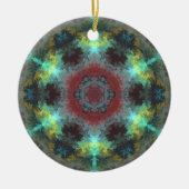 Psychedelisch Hippie Red Blue und Gelb Keramik Ornament (Vorne)