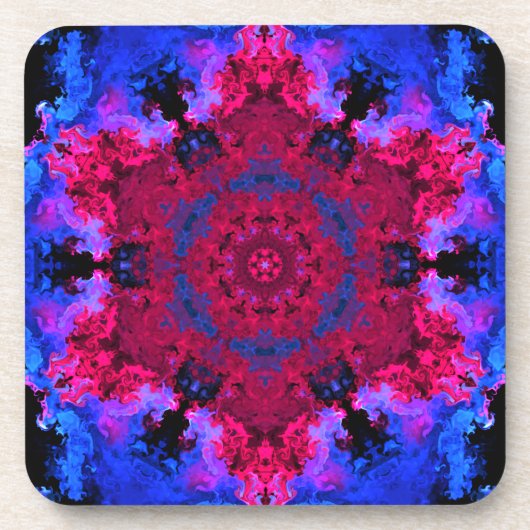 Psychedelisch Hippie Rosa und Blau Getränkeuntersetzer (Vorderseite)