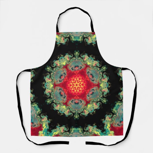 Psychedelisch Hippie Rot Aquamarin und Schwarz Schürze (Vorderseite)