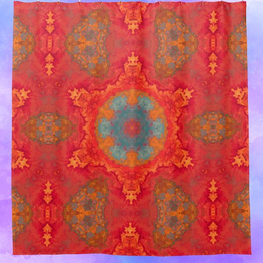 Psychedelisch Hippie Rot und Aquamariner Duschvorh Duschvorhang