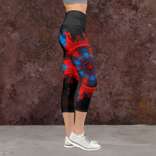 Psychedelisch Hippie Rot und Blau Leggings