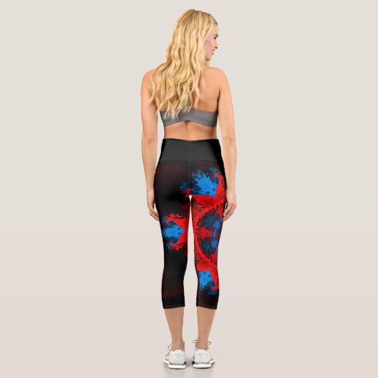 Psychedelisch Hippie Rot und Blau Leggings (Rückseite)