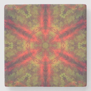 Psychedelisch Hippie Rot und Gelb Steinuntersetzer