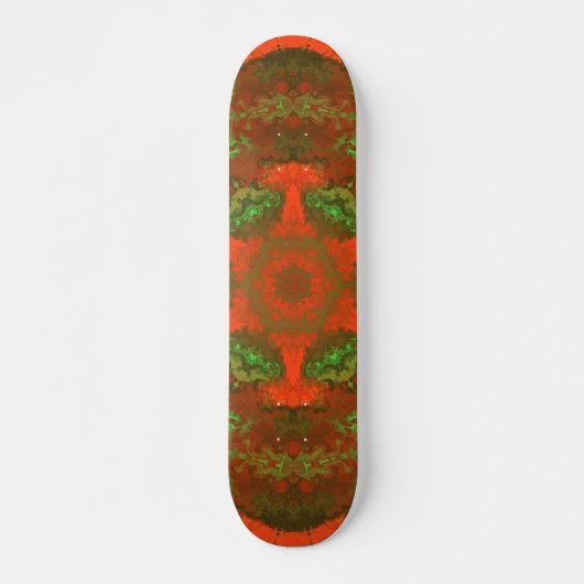 Psychedelisch Hippie Rot und Grün Skateboard (Vorne)