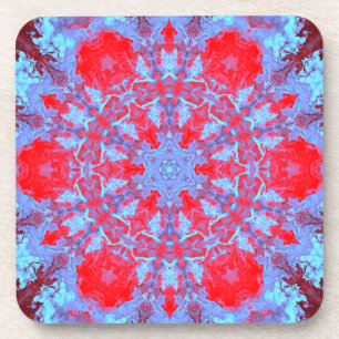Psychedelisch Hippie Snowflake Blau und Rot Getränkeuntersetzer