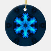 Psychedelisch Hippie Snowflake Blue Keramik Ornament (Vorne)