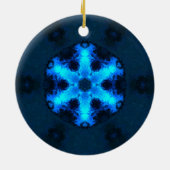 Psychedelisch Hippie Snowflake Blue Keramik Ornament (Hinten)