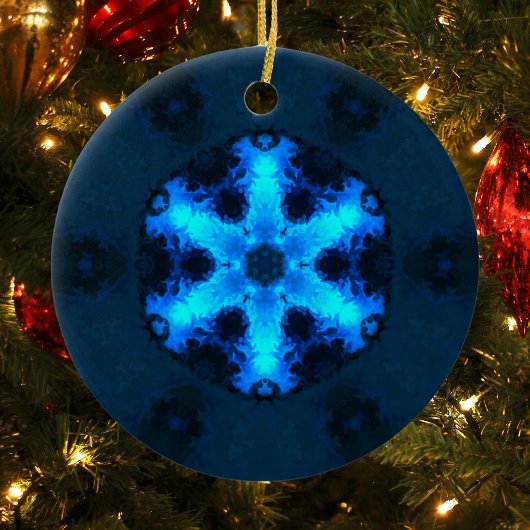Psychedelisch Hippie Snowflake Blue Keramik Ornament