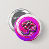Psychedelisch Hippie Style Yoga Symbol Button (Vorne & Hinten)