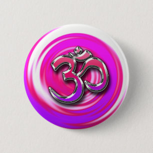 Psychedelisch Hippie Style Yoga Symbol Button