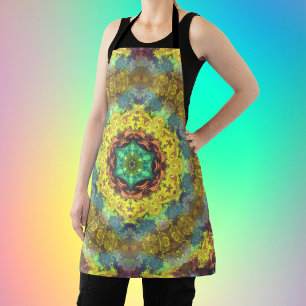 Psychedelisch Hippie Yellow Blue und Green Schürze