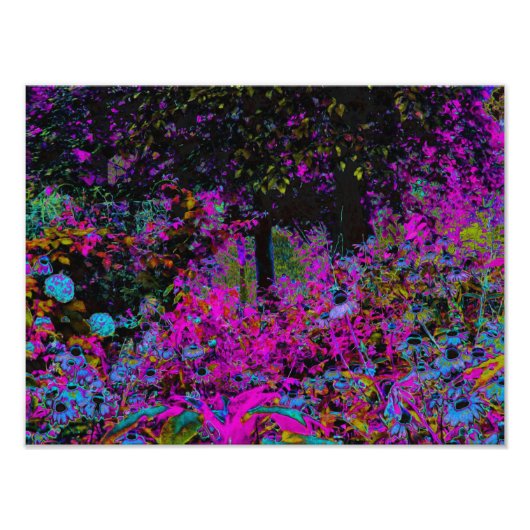 Psychedelisch Hot Pink und Black Garden Sunrise Fotodruck (Vorne)