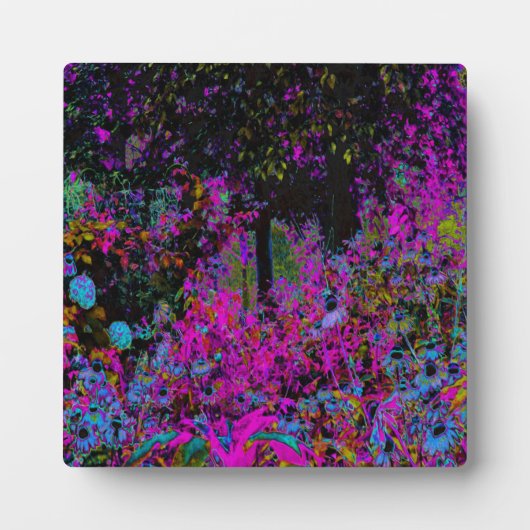Psychedelisch Hot Pink und Black Garden Sunrise Fotoplatte (Vorderseite)