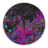 Psychedelisch Hot Pink und Black Garden Sunrise Keramikknauf (Vorderseite)