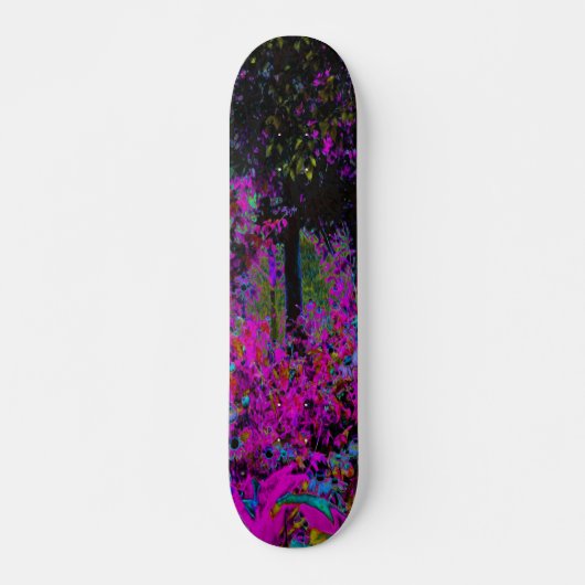 Psychedelisch Hot Pink und Black Garden Sunrise Skateboard (Vorne)