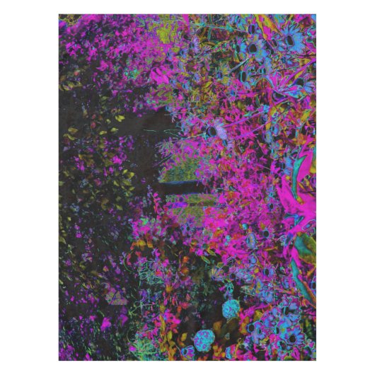Psychedelisch Hot Pink und Black Garden Sunrise Tischdecke (Vorderseite)