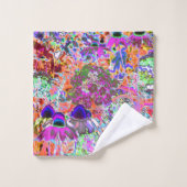 Psychedelisch Hot Pink und Linse Green Garden Blum Badhandtuch Set (Waschlappen)