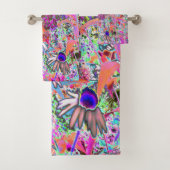 Psychedelisch Hot Pink und Linse Green Garden Blum Badhandtuch Set (Insitu)