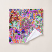 Psychedelisch Hot Pink und Linse Green Garden Blum Badhandtuch Set (Waschlappen)