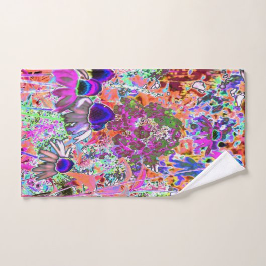 Psychedelisch Hot Pink und Linse Green Garden Blum Badhandtuch Set (Handtuch)