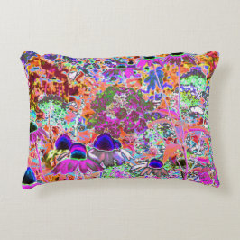 Psychedelisch Hot Pink und Linse Green Garden Blum Dekokissen