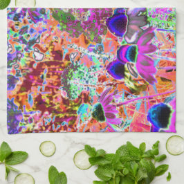 Psychedelisch Hot Pink und Linse Green Garden Blum Geschirrtuch