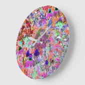 Psychedelisch Hot Pink und Linse Green Garden Blum Große Wanduhr (Winkel)