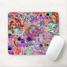Psychedelisch Hot Pink und Linse Green Garden Blum Mousepad