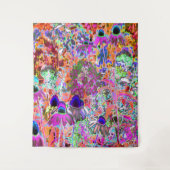 Psychedelisch Hot Pink und Linse Green Garden Blum Wandteppich (Vorderseite)