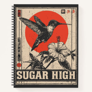Psychedelisch Hummingbird Retro Festival Design Notizblock