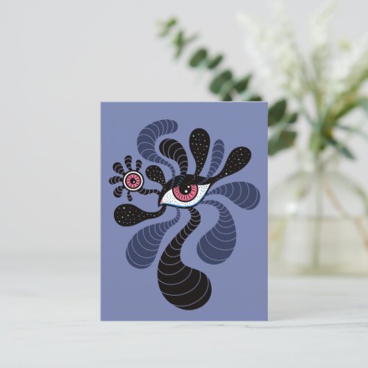 Psychedelisch Hypnotic Art Creepy Double Pink Eye Postkarte (Stehend Vorderseite)