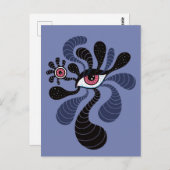 Psychedelisch Hypnotic Art Creepy Double Pink Eye Postkarte (Vorne/Hinten)