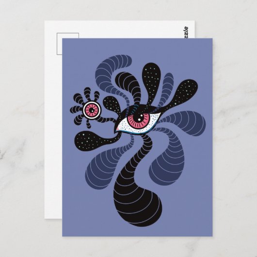 Psychedelisch Hypnotic Art Creepy Double Pink Eye Postkarte (Vorne/Hinten)
