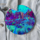 Psychedelisch Impressionistisch Blauer Garten Land Button (Beispiel)