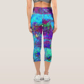 Psychedelisch Impressionistisch Blauer Garten Land Capri Leggings (Rückseite)