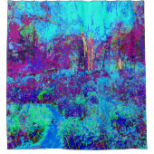Psychedelisch Impressionistisch Blauer Garten Land Duschvorhang (Vorderseite)