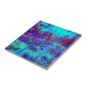 Psychedelisch Impressionistisch Blauer Garten Land Fliese (Seite)