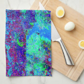 Psychedelisch Impressionistisch Blauer Garten Land Geschirrtuch (Viertel Falte)