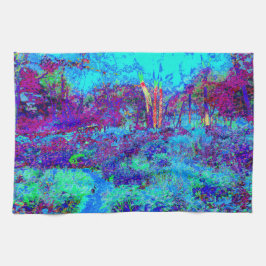Psychedelisch Impressionistisch Blauer Garten Land Geschirrtuch